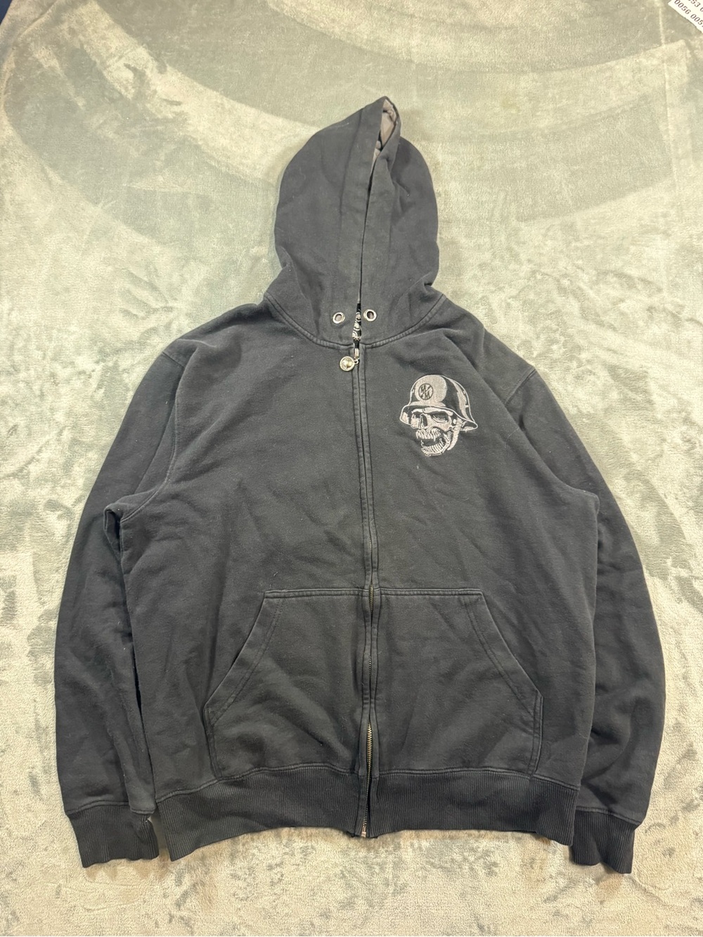Black Skull Graphic Full-Zip Hoodie
